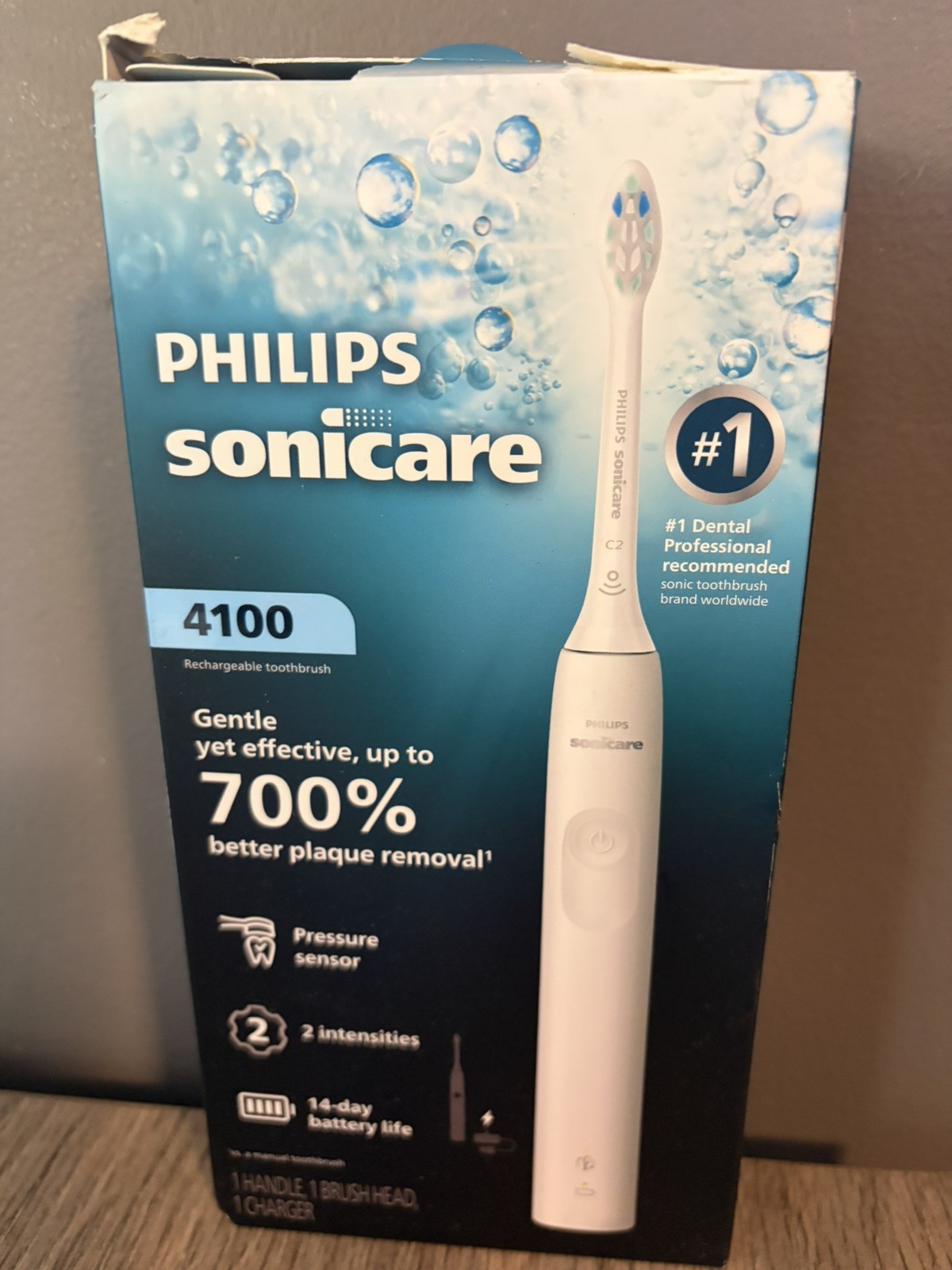 (Open Box)Philips Sonicare 4100 Electric Toothbrush White Rechargeable HX3681/23