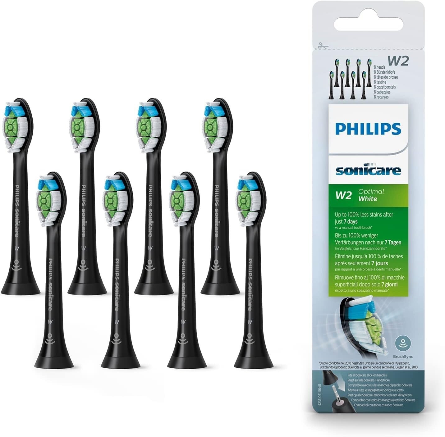 8x Packs Black W2 for Philips Sonicare DiamondClean Toothbrush Heads