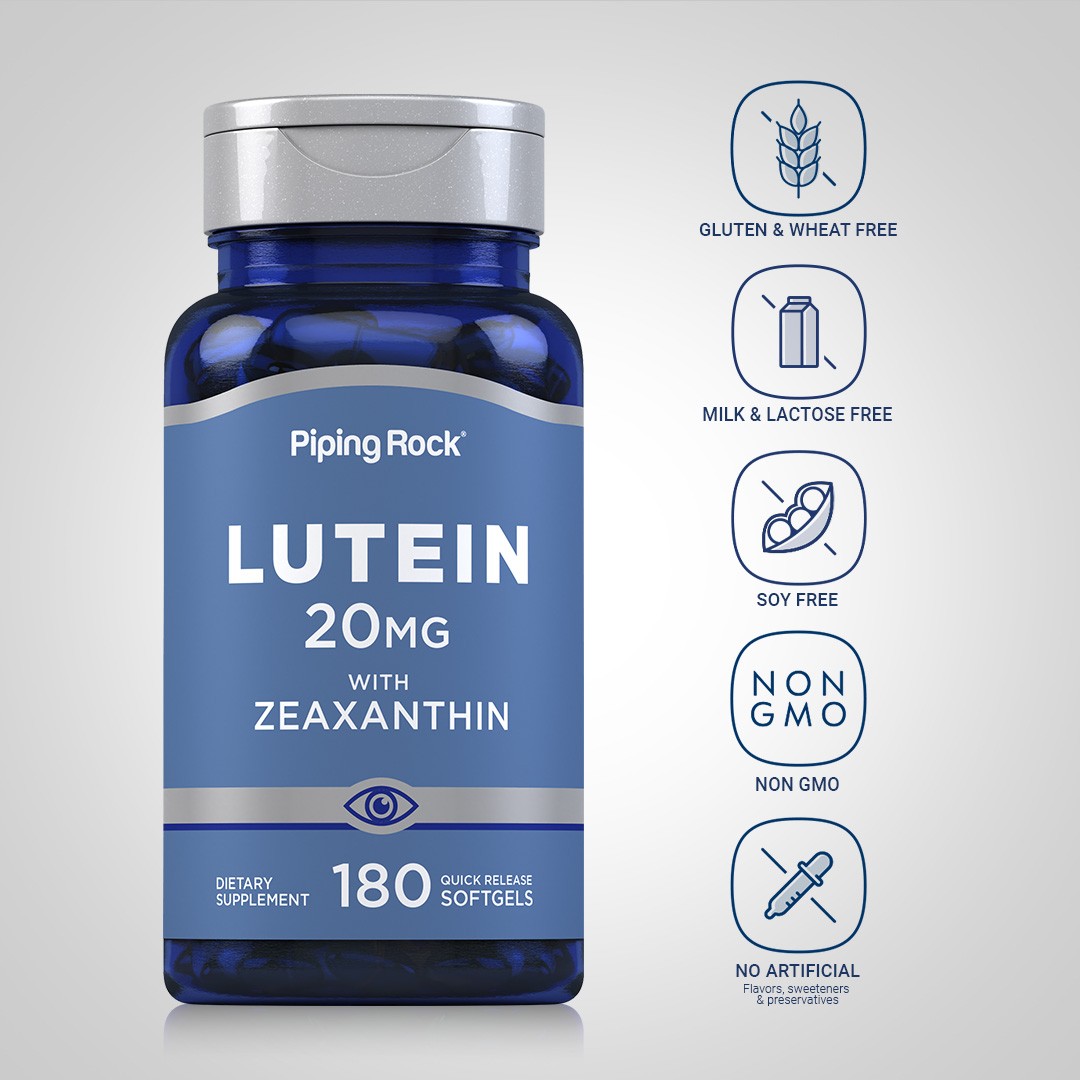 Lutein and Zeaxanthin 20 mg | 180 Softgels | Eye Vitamins | by Piping Rock