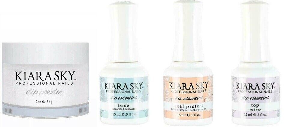 Kiara Sky Dip Powder Essential Kit – Clear powder + Step 2,3,4 (4 pcs)