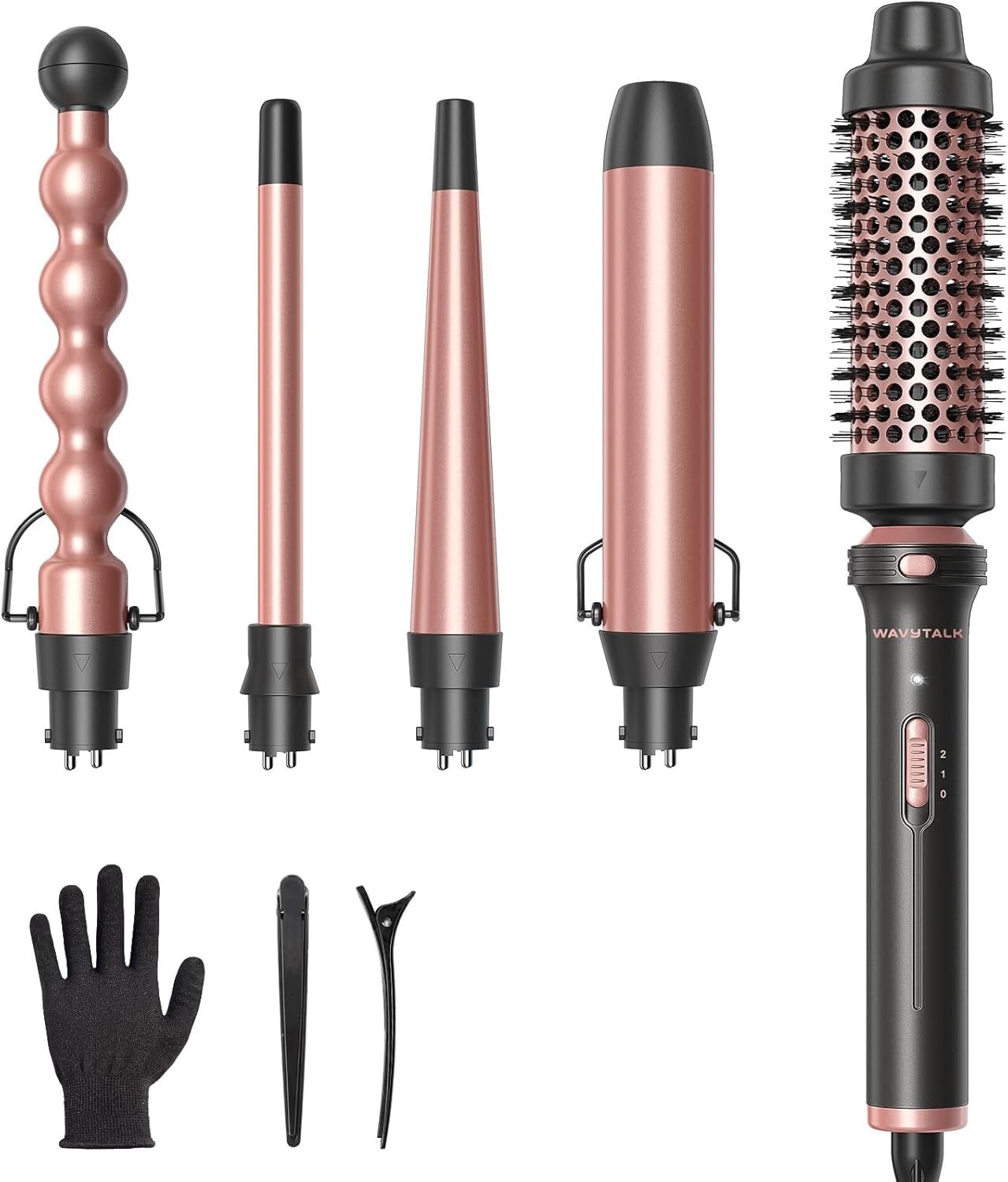 Wavytalk 5 in 1 Curling Wand Set Ceramic 0.5-1.25 Thermal Brush Open Box