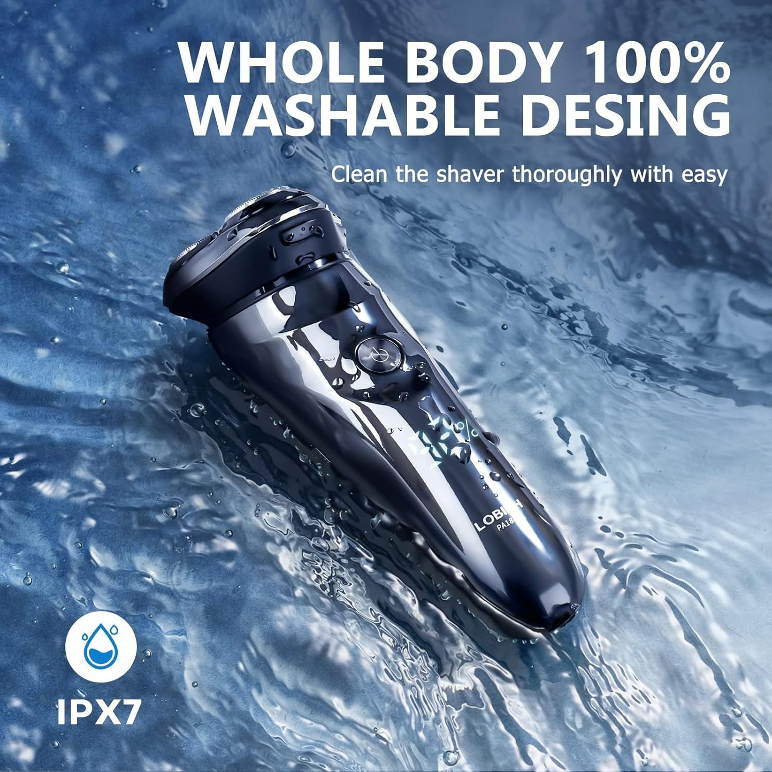 Electric Shaver for Men, 100% Washable Rechargeable Waterproof Electric Razor