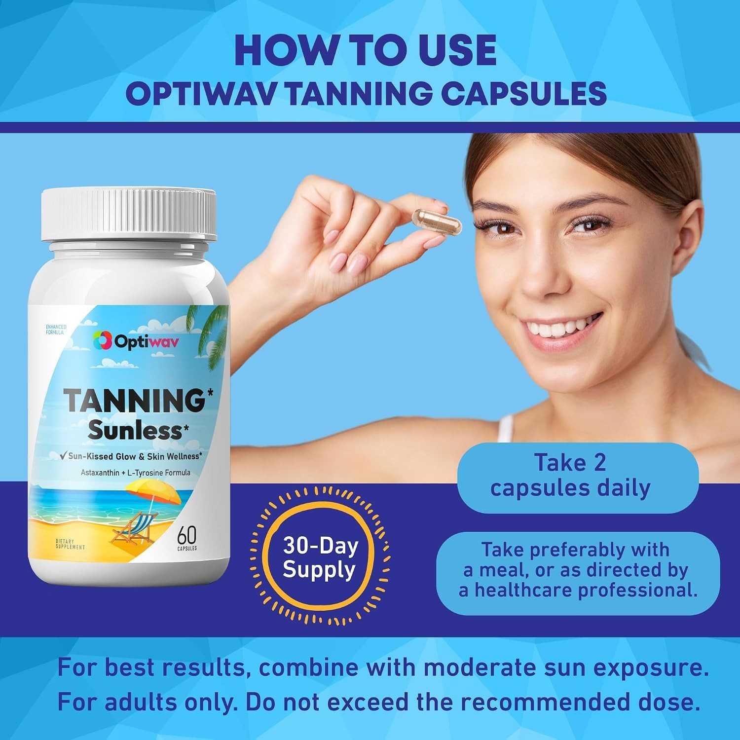 Optiwav Tanning Pills for Men Women – Self Tan Capsules