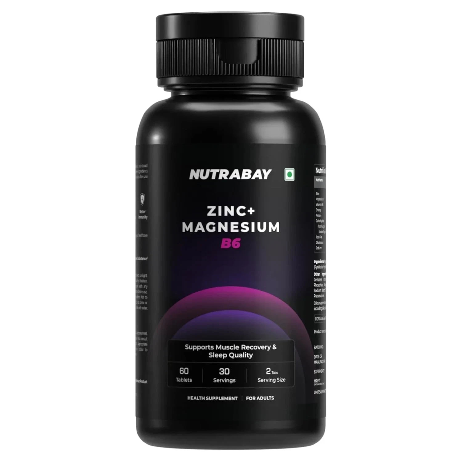 Nutrabay Pro Zinc Magnesium spartate & Vitamin B6 60 Veg Tablets