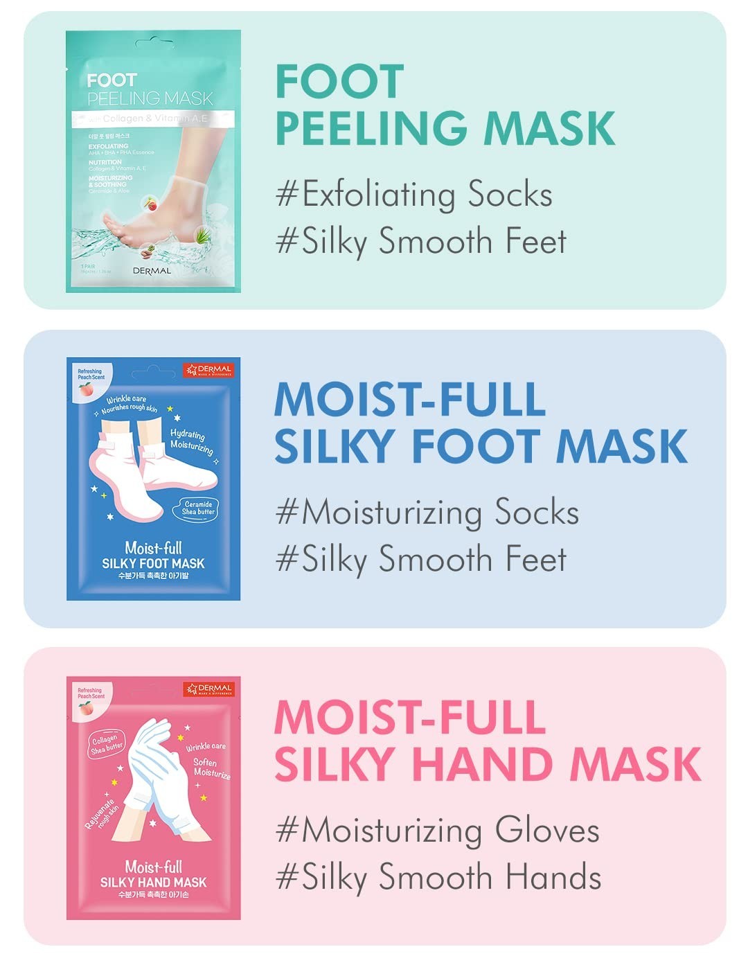 Moisturizing Foot Socks & Hand Gloves Mask Combo 6 Pack – Spa Treatment for Dry