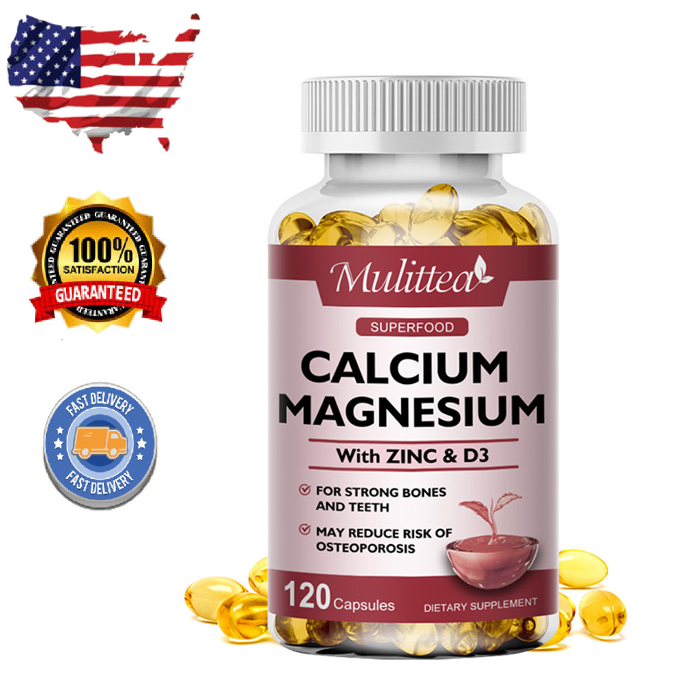 Mulittea Magnesium Zinc Vitamin D3 Calcium Complex 120 Capsules Muscle Nerve