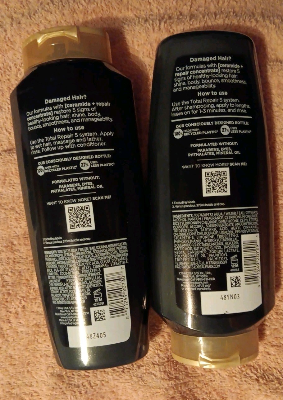 2 Pc L’Oreal Elvive Total Repair Shampoo/ Conditioner 12.6 oz N016)
