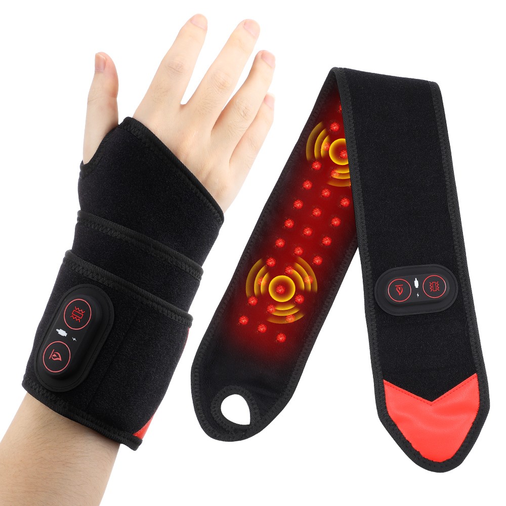 660nm & 850nm Red Light Therapy Wrist Heating Wrap Vibration Massage Pain Relief