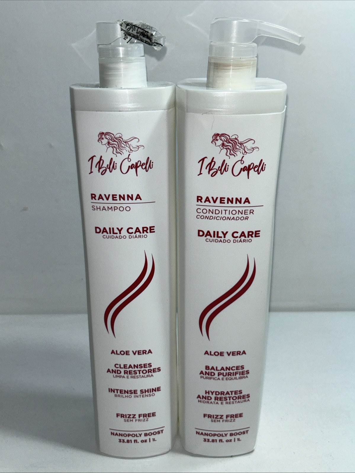 New Ibelli Capelli Ravenna Aloe Vera Shampoo & Conditioner Set 33 Fl Oz Each