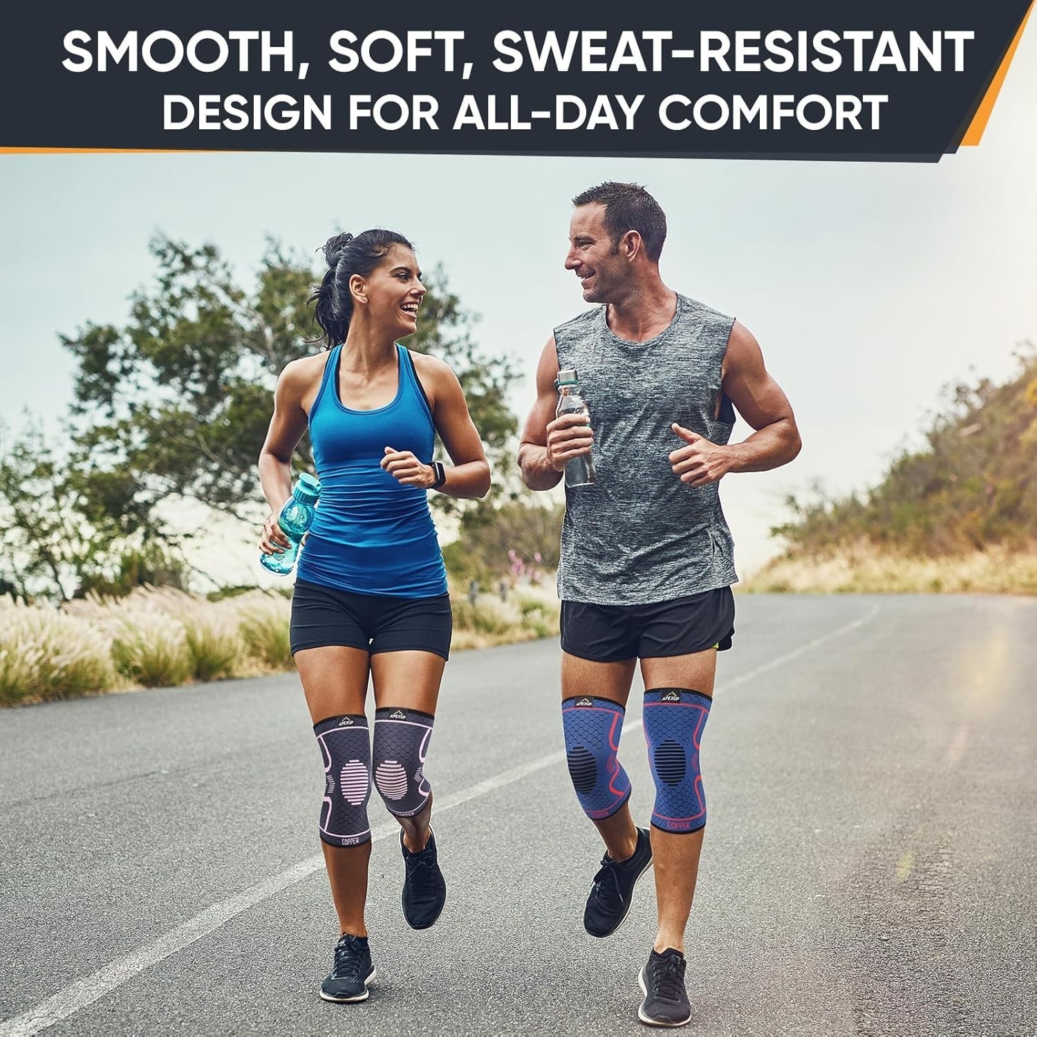2 PCS Compression Knee Brace for Men, Women, Copper Compress Sleeve Top Quality