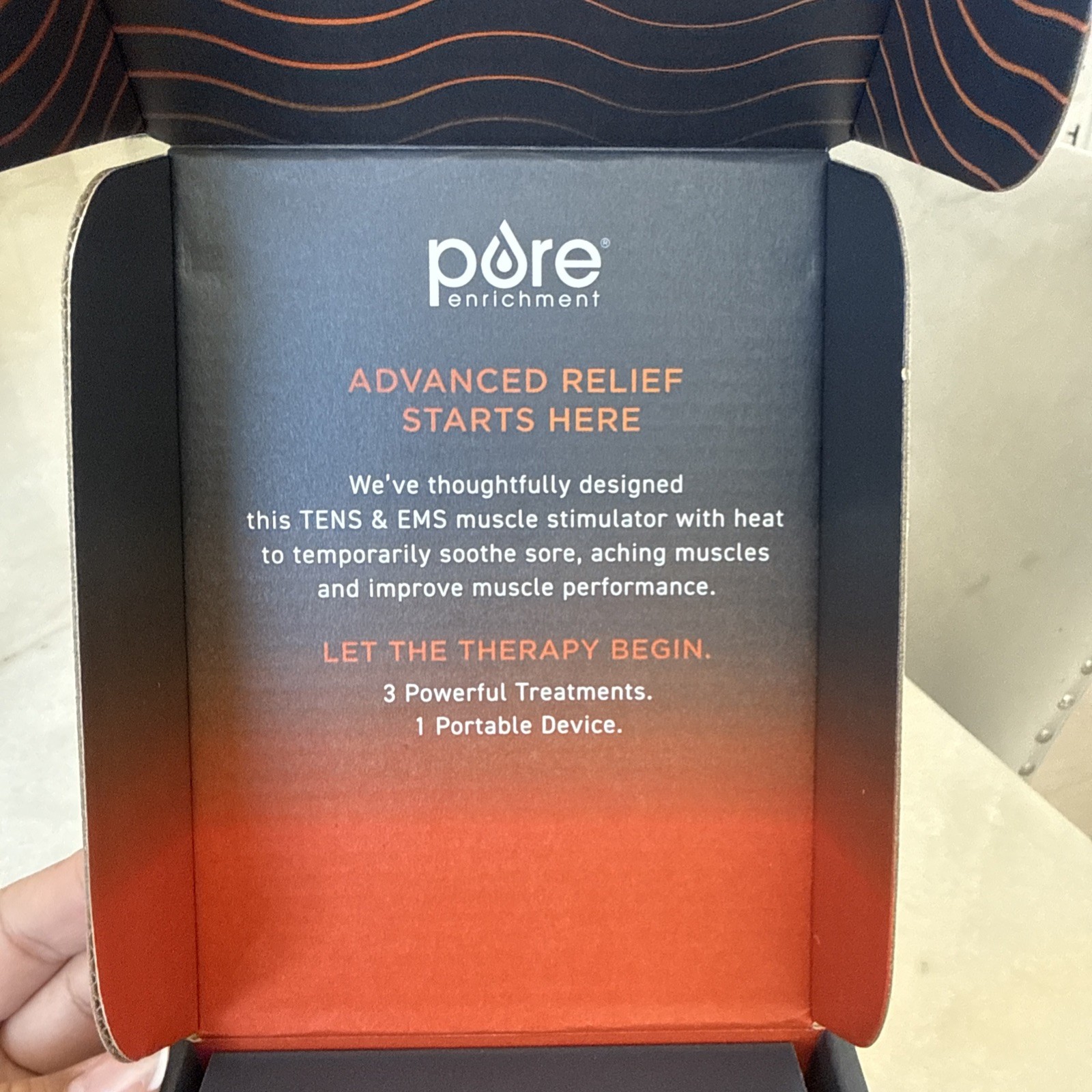 New OPEN BOX Pure Enrichment PurePulse Trio TENS EMS + Heat Muscle Stimulator