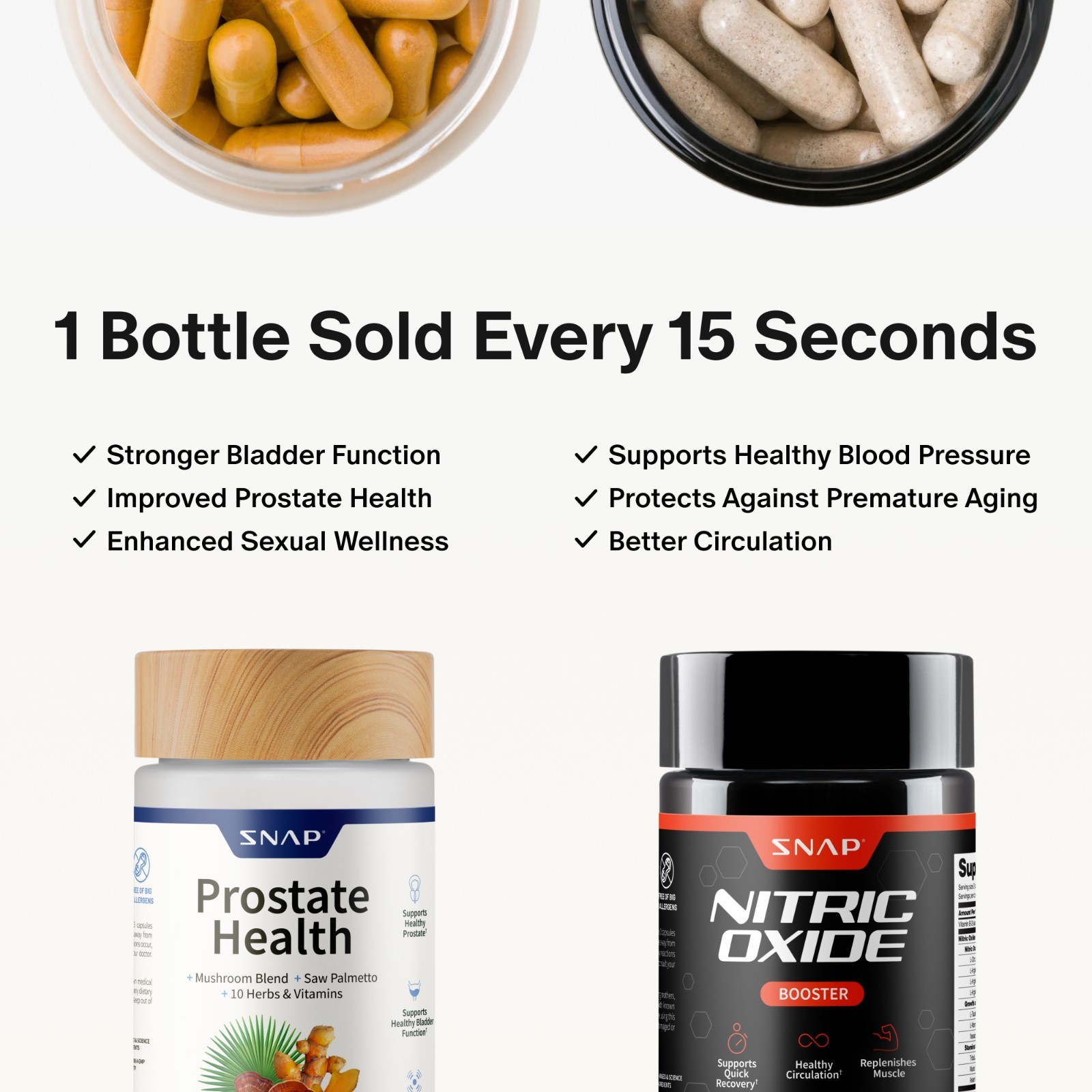SNAP Nitric Oxide Booster & Prostate Health Bundle Saw Palmetto 180 Capsules