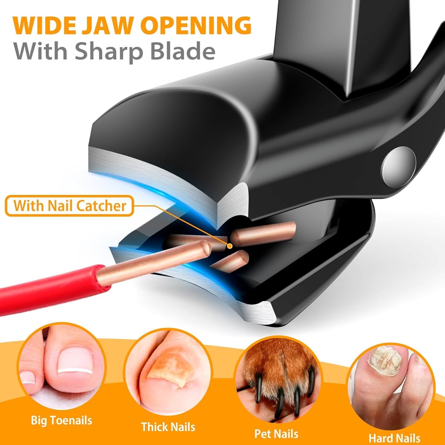 Long Handle Toe Nail Clippers for Seniors Angled Head Wide Jaw Ultra-Sharp *USA*