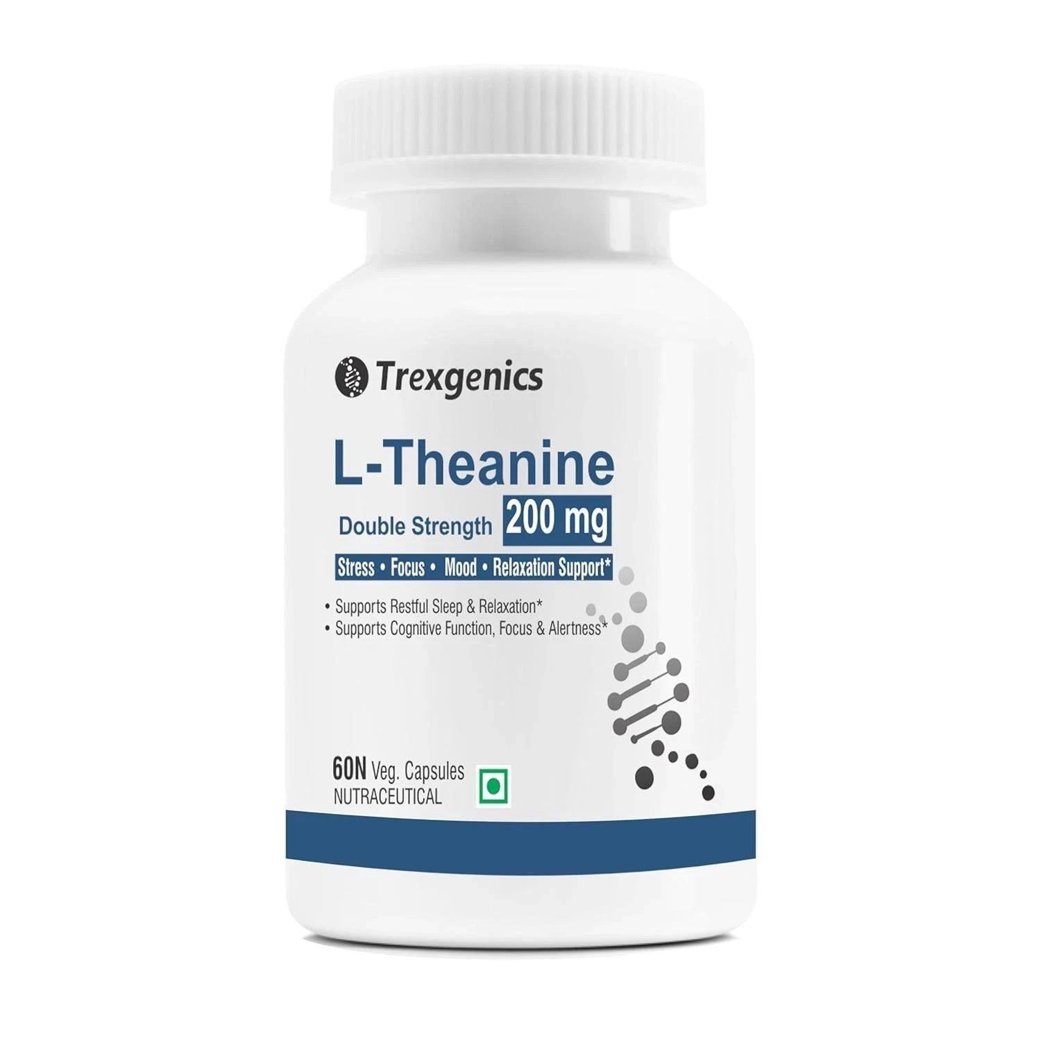 Trexgenics L-THEANINE 200mg, Double strength Stress – 60 Capsules