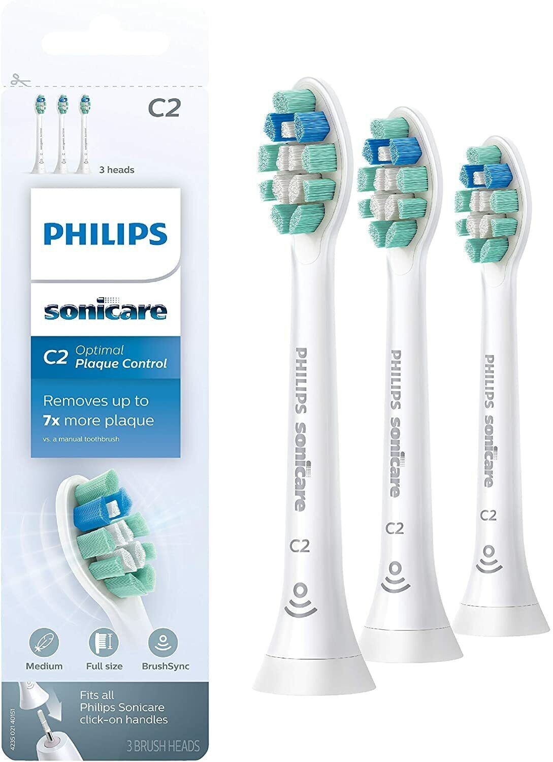 Sonicare C2 Toothbrush Heads Optimal Plaque Control Replacement Brush HX9023/65