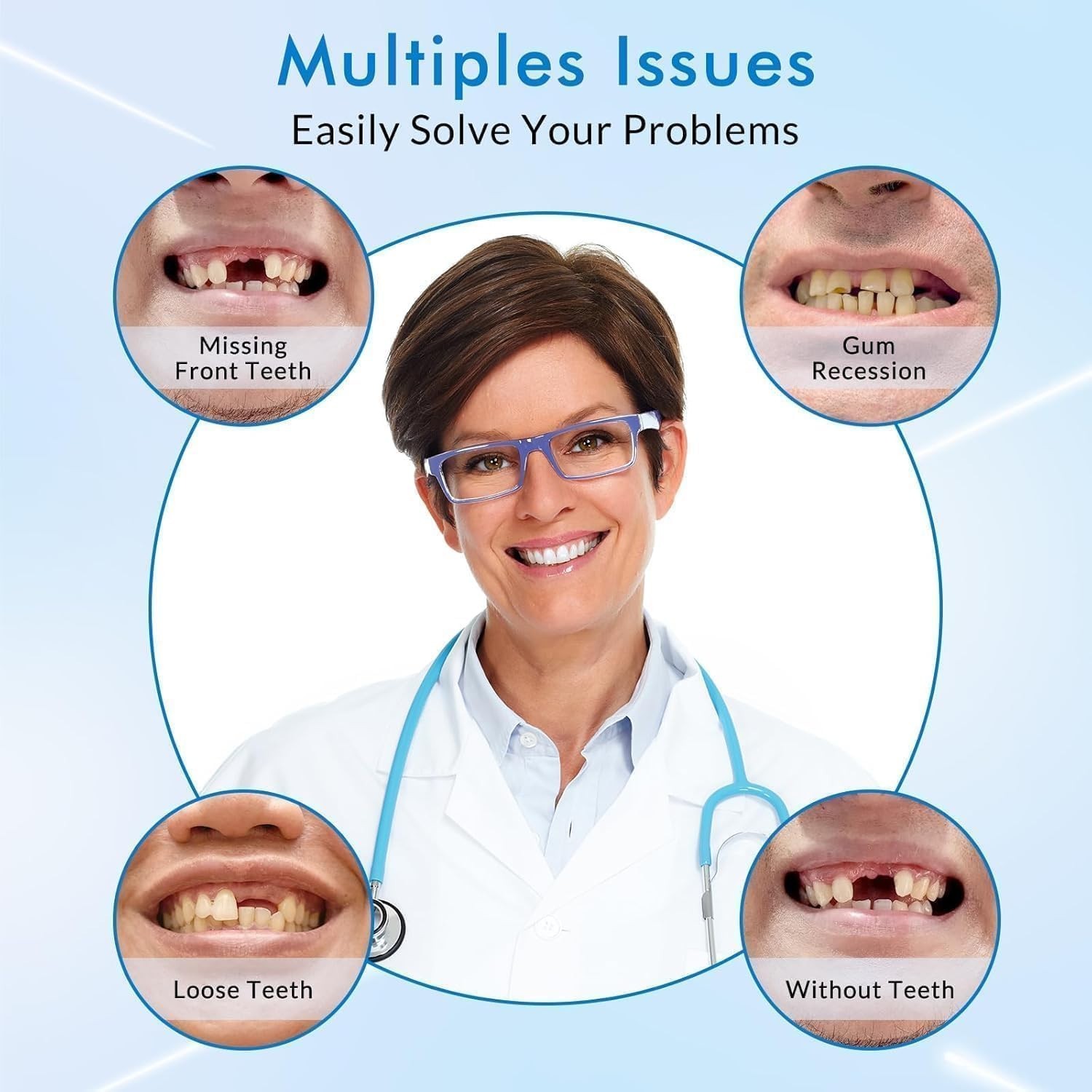 Moldable False Teeth, Dentures for Women and Men, Upper and Lower Silicone Dentu