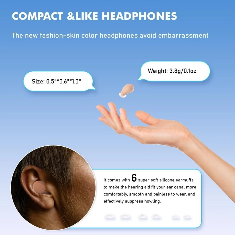 Pair Rechargeable Digital Invisible Hearing Aids Sound Voice Amplifier Mini ITE