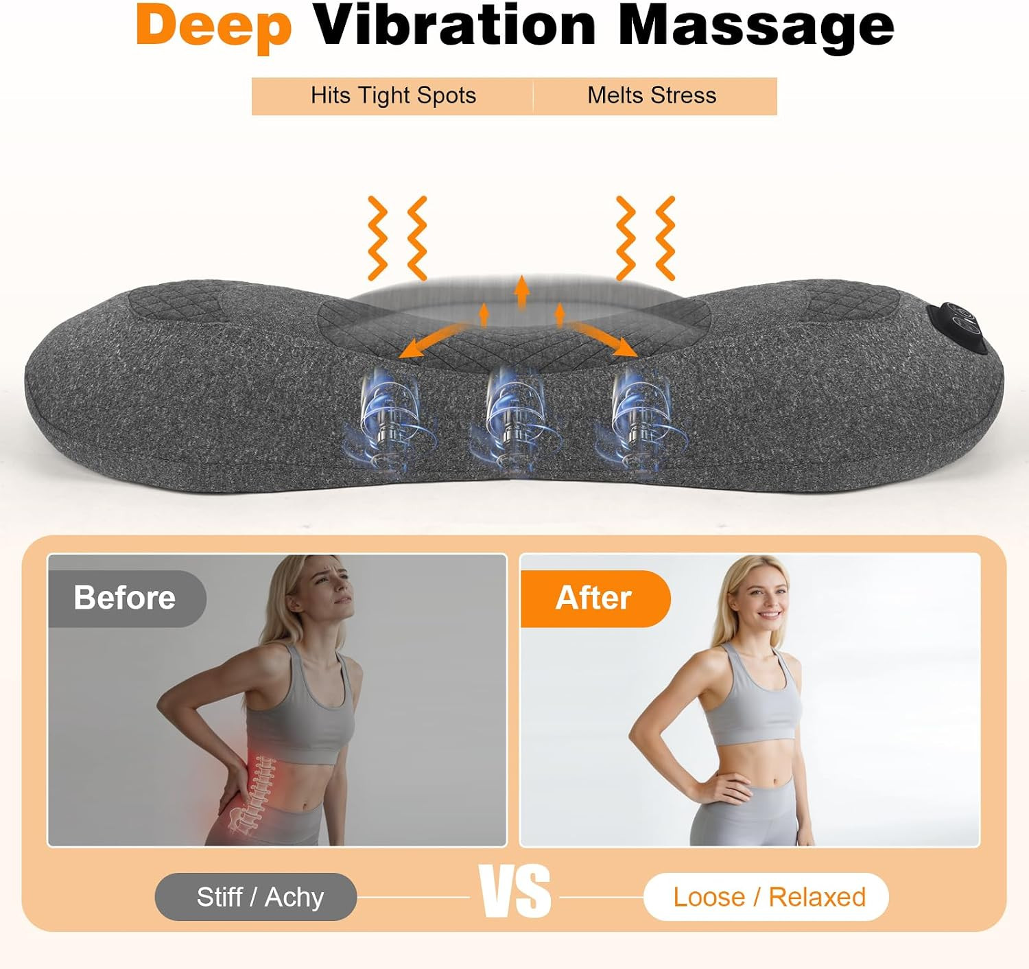 Triple Fusion Back Massager for Sciatica & Spine Pain Relief, Lumbar Support Pil