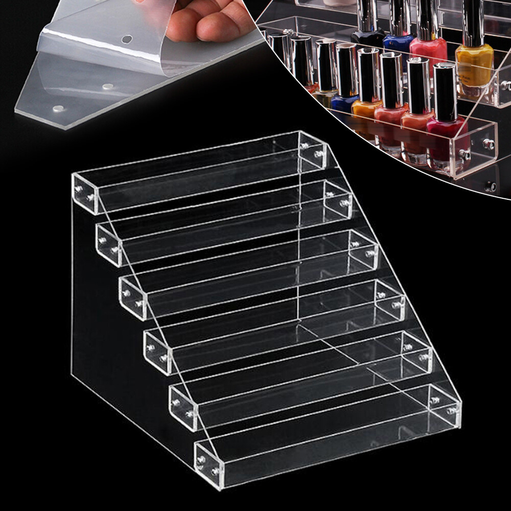 6-Tier Clear Acrylic Rack Perfume Makeup Ladder Display Stand Risers Shelf
