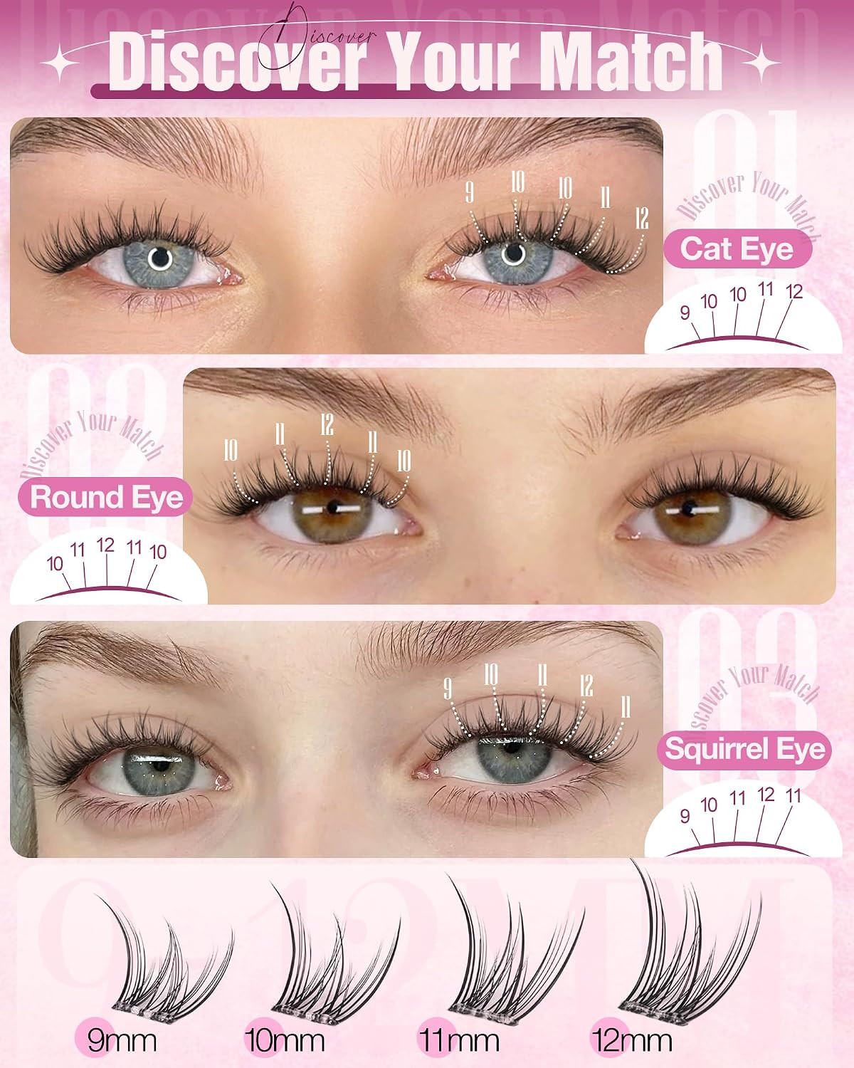 Natural Self-Adhesive Eyelash Clusters – Short Wispy Extensions by