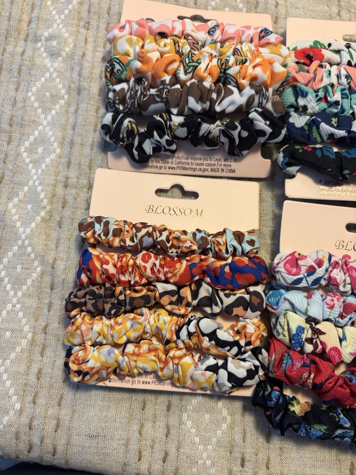 BLOSSOM Multicolor Fabric Hair Scrunchies for Women, All Hair Types