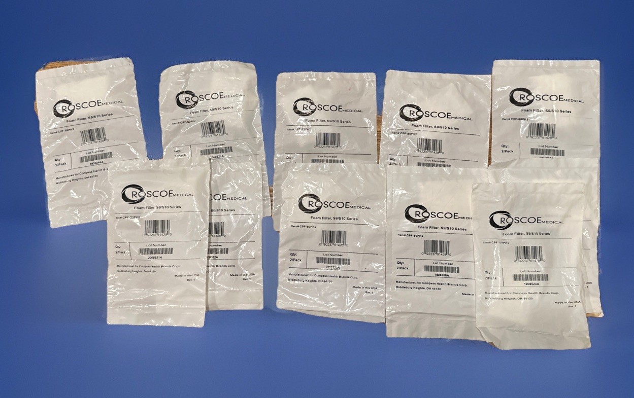 Roscoe Medical S9/S10 Series 2 Pack Foam Filters ResMed CPF-S9PK2 11 Total Bags