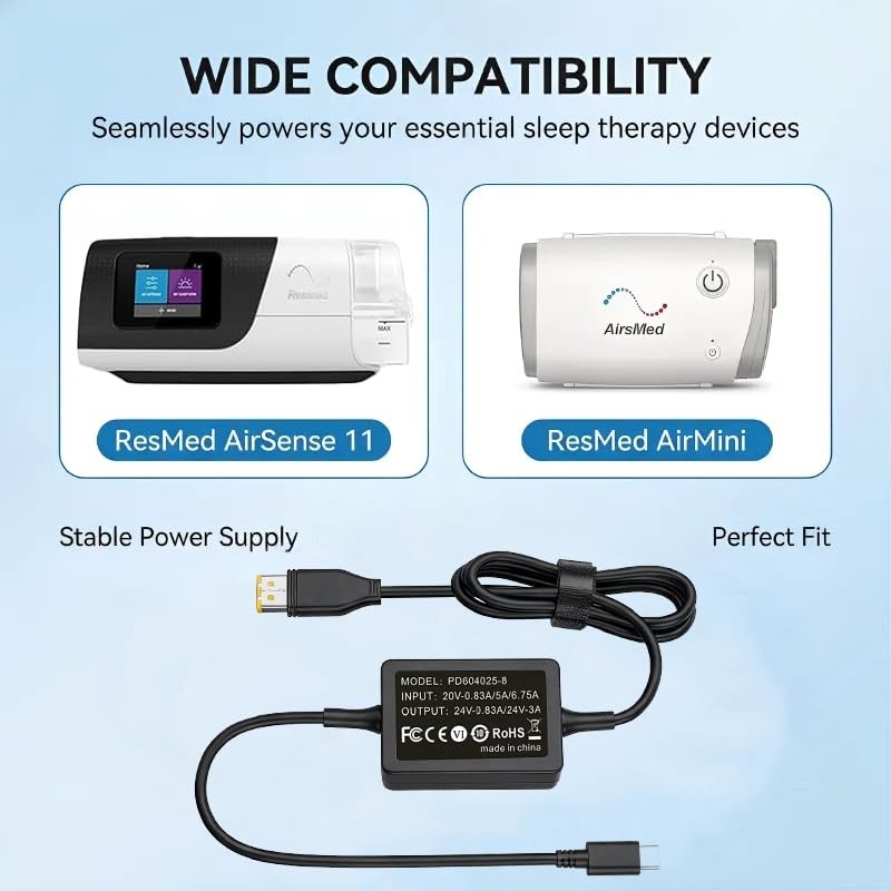USB C PD Power Cable for ResMed AirSense 11 AirMini 65W Battery Backup