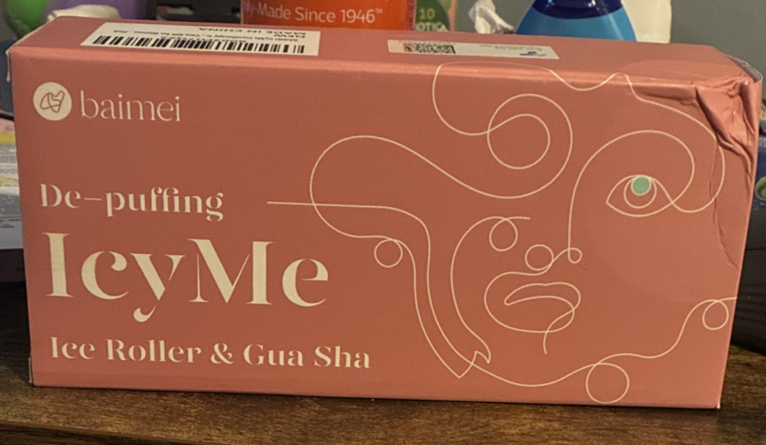 baimei IcyMe Depuffing Ice Roller & Gua Sha Pink for Face Battery Free