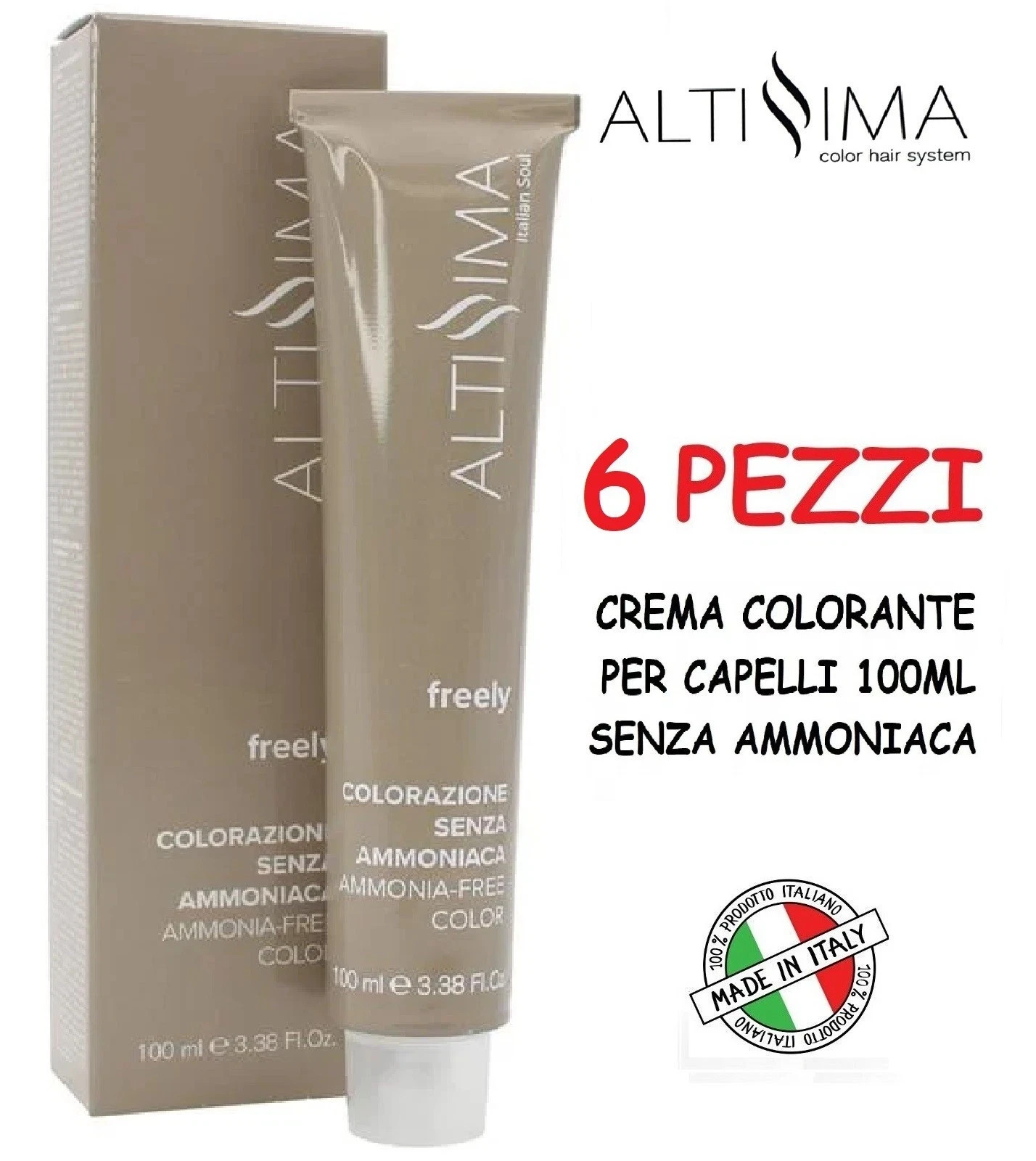 6X HAIR COLOR VERY HIGH COLOR FREELY CREAM DYE WITHOUT AMMONIA 100ML