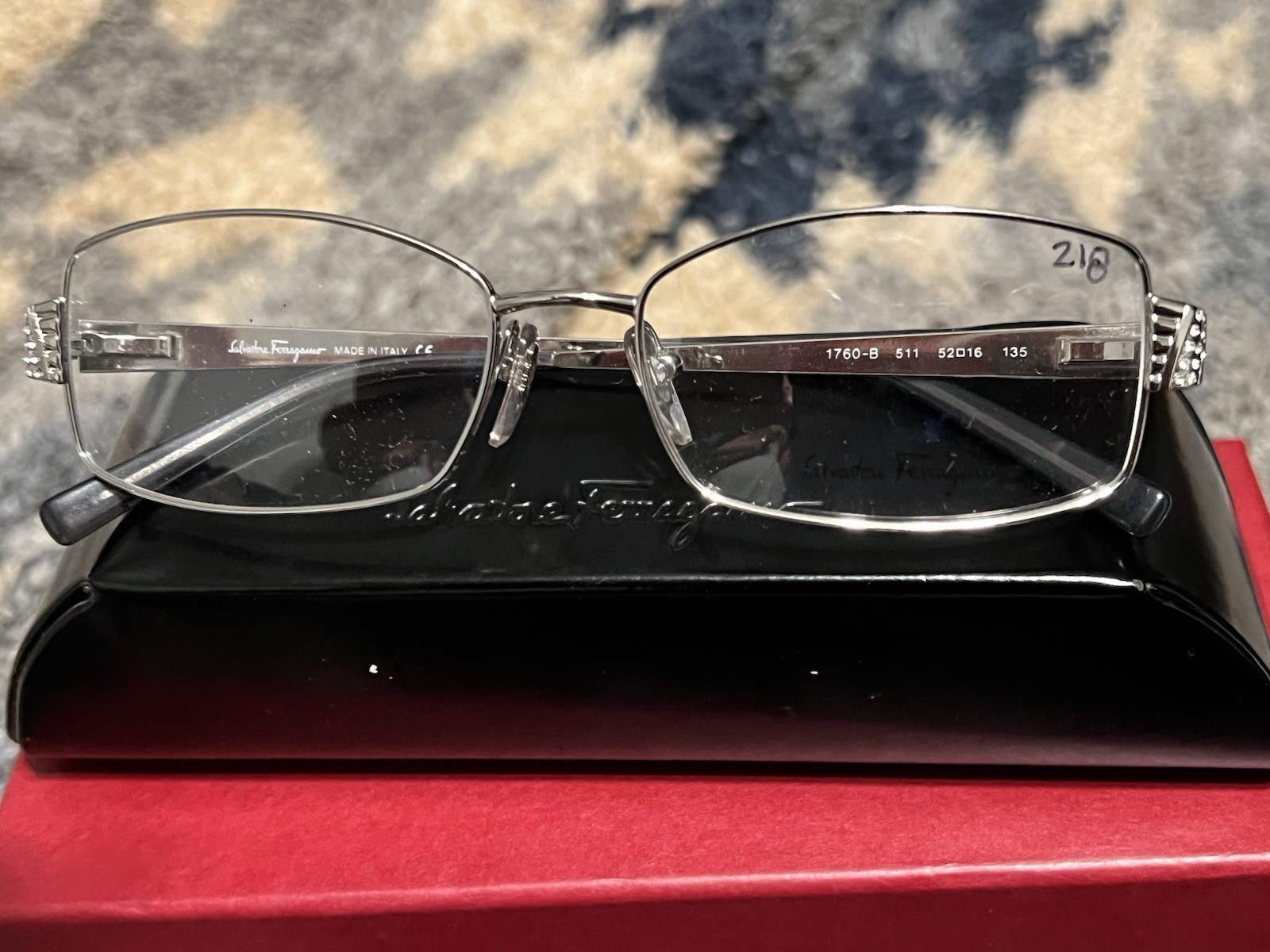 Salvatore Ferragamo 1760-B Eyeglasses Silver Metal Full Rim 51-16-135