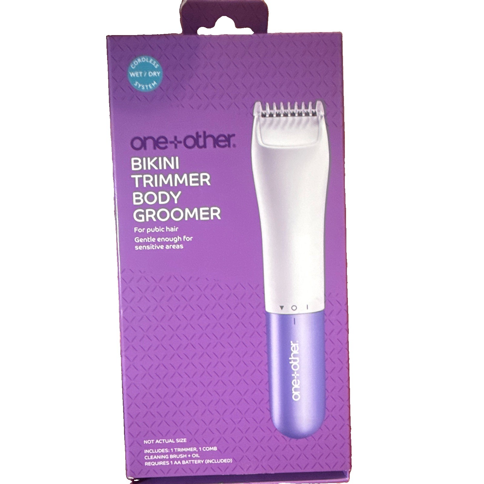 one+other Cordless Wet/Dry Bikini Trimmer Body Groomer, Purple/White