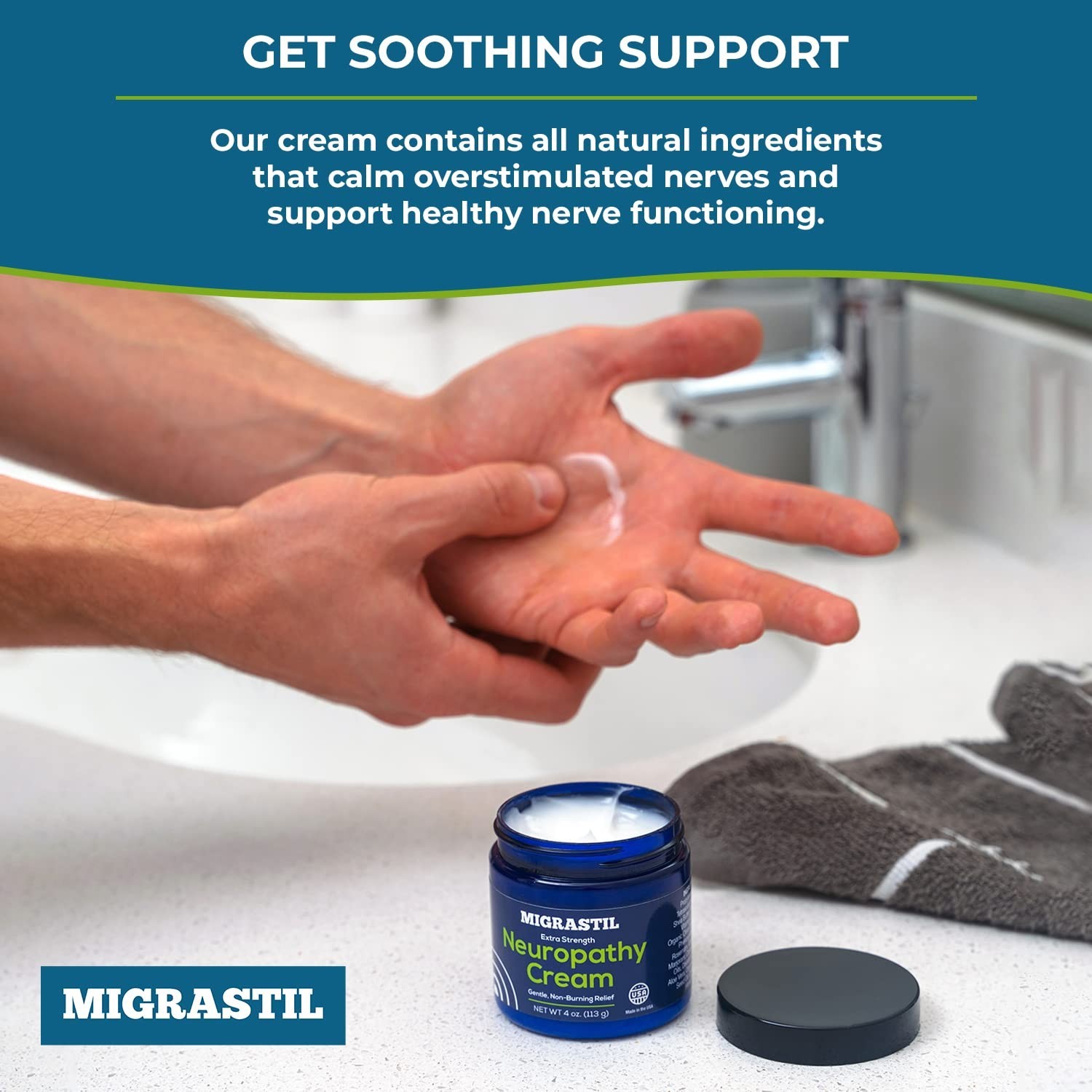 Migrastil Neuropathy Cream Extra Strength for Feet, Legs, and Hands. Made in …