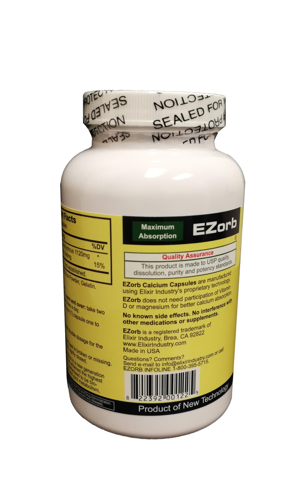 Ezorb Calcium Capsules for Bone Joint and Muscle Health – 180 Count