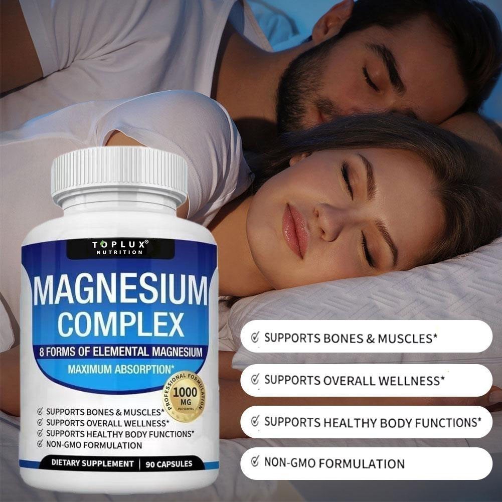 3X Toplux Nutrition Magnesium Complex 1000mg Supports 8 Elemental Magnesium