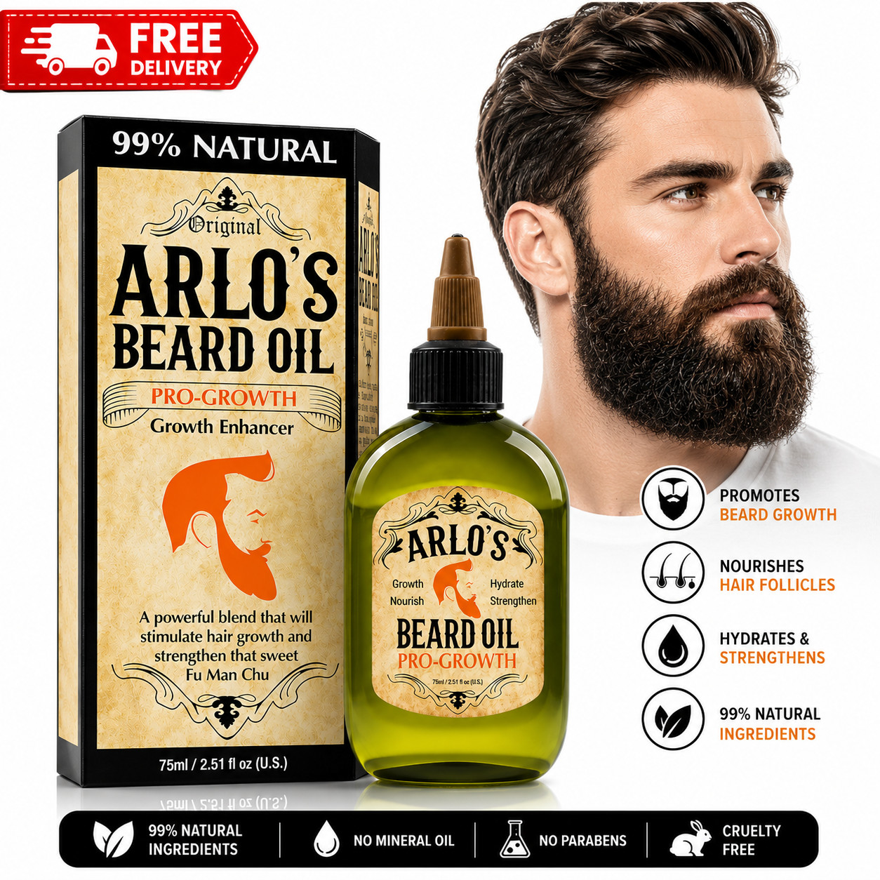 Beard Growth Oil Serum Fast Growing Beard Mustache Facial Hair Grooming for Men