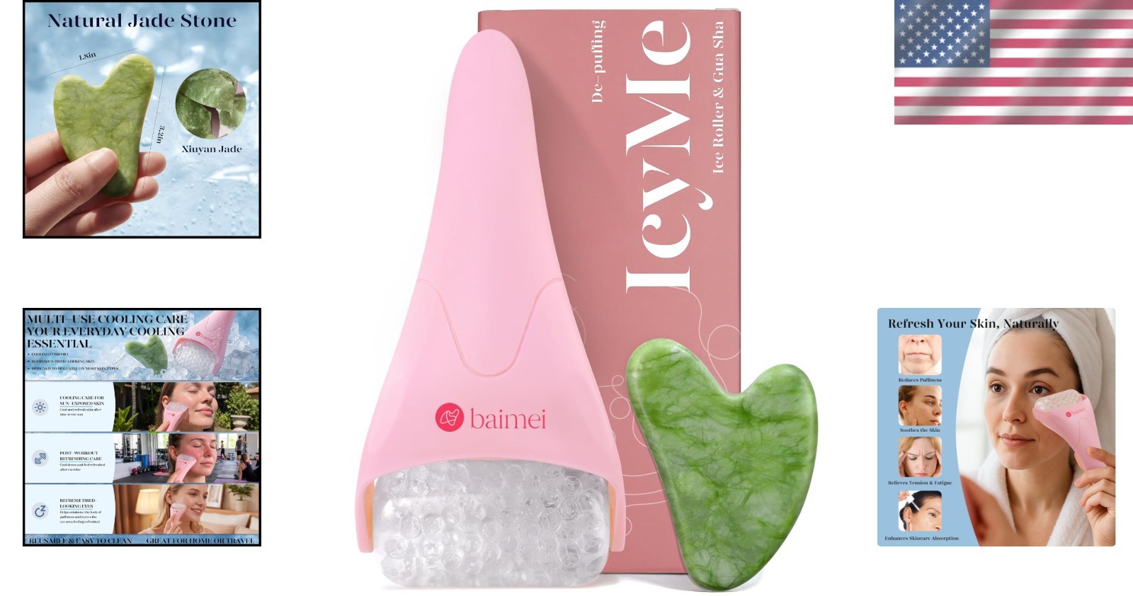 Cooling IcyMe Gua Sha & Ice Roller Set: Perfect for All Skin Types & Self-Care