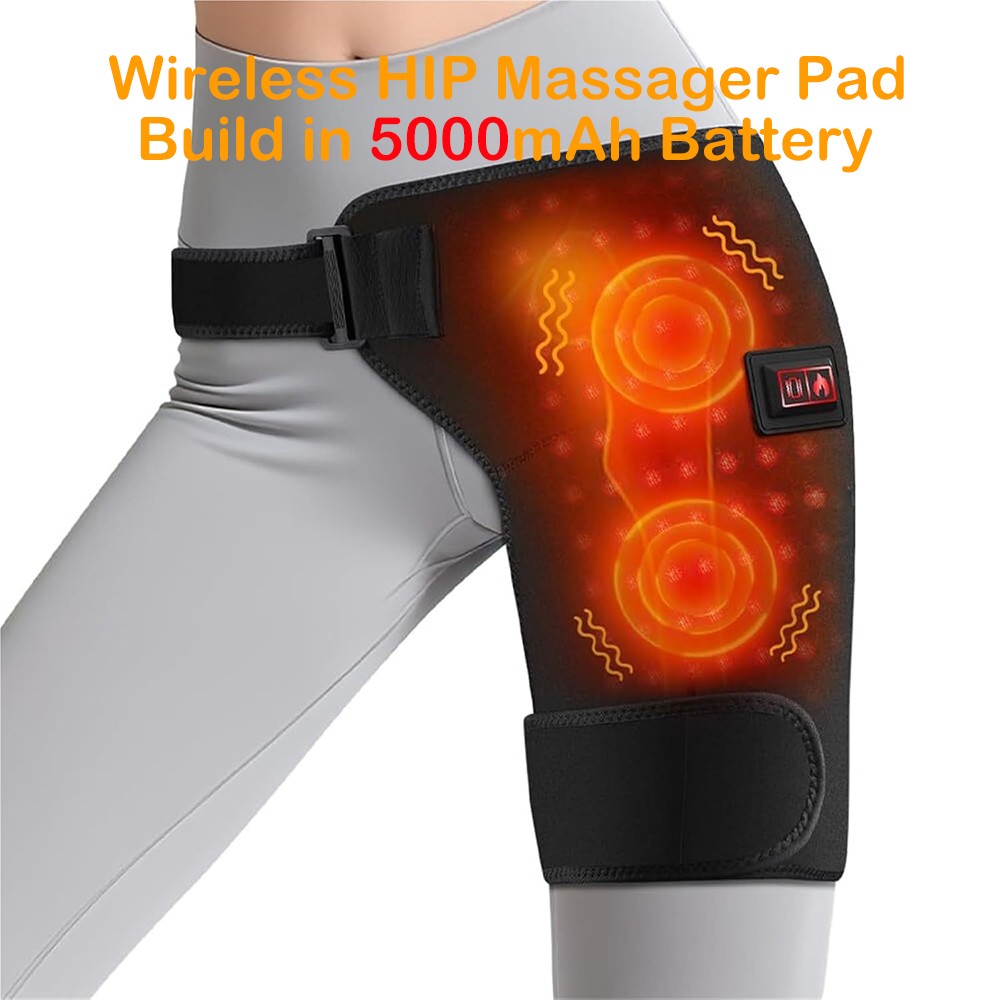 Electric Heated Hip Brace Massager 3 Modes Vibration Thigh Brace Support Adult