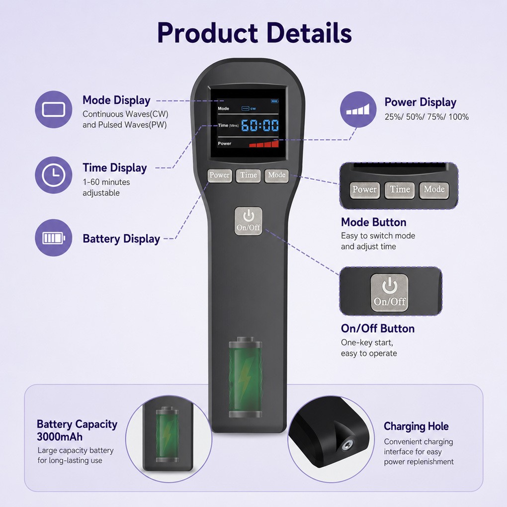20 Diode Handheld Cold Laser Therapy for Post Workout Soreness and Muscle Repair