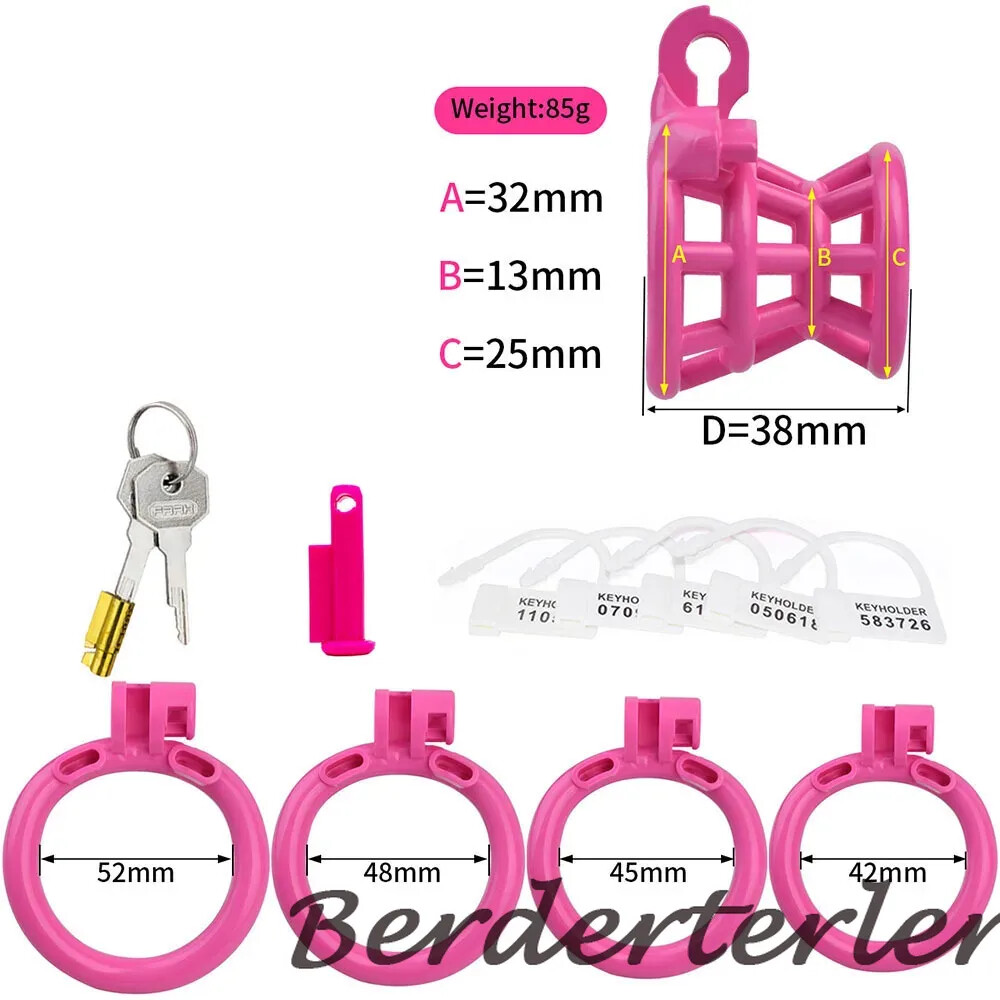 Stainless Steel /ABS Male Chastity Cage Lock with 4 Rings Light Chastity Devices