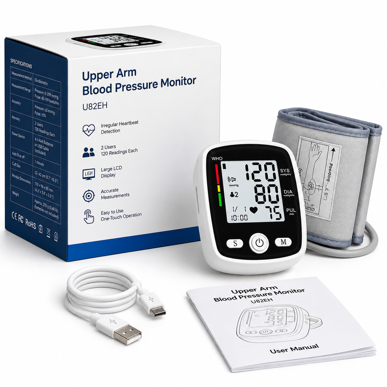 Portable Blood Pressure Monitor with Carrying Case – Fast Accurate Upper Arm BP