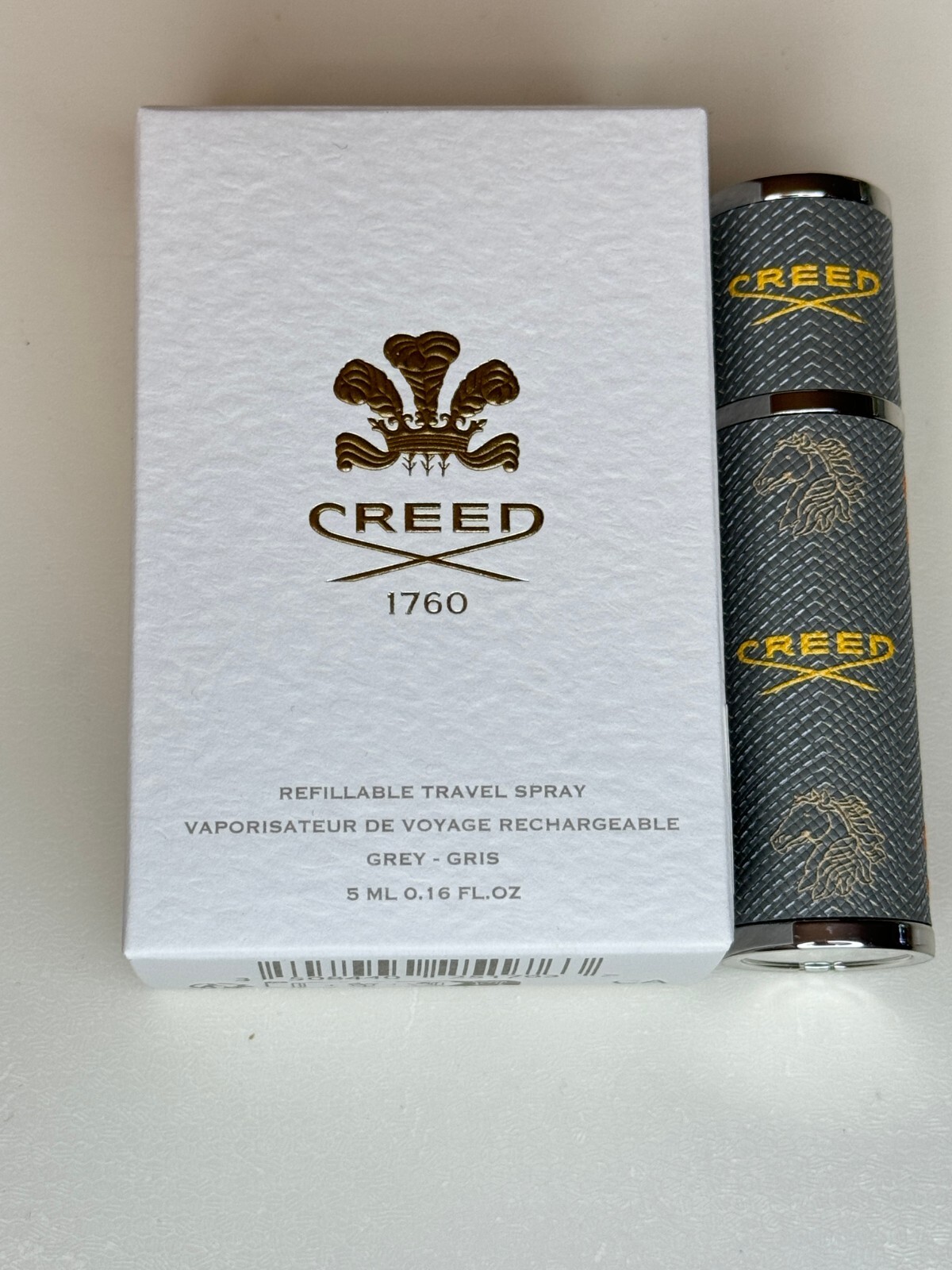 Creed Leather Travel Atomizer Grey Magnetic Cap 5ml/0.16 oz FILLED AVENTUS