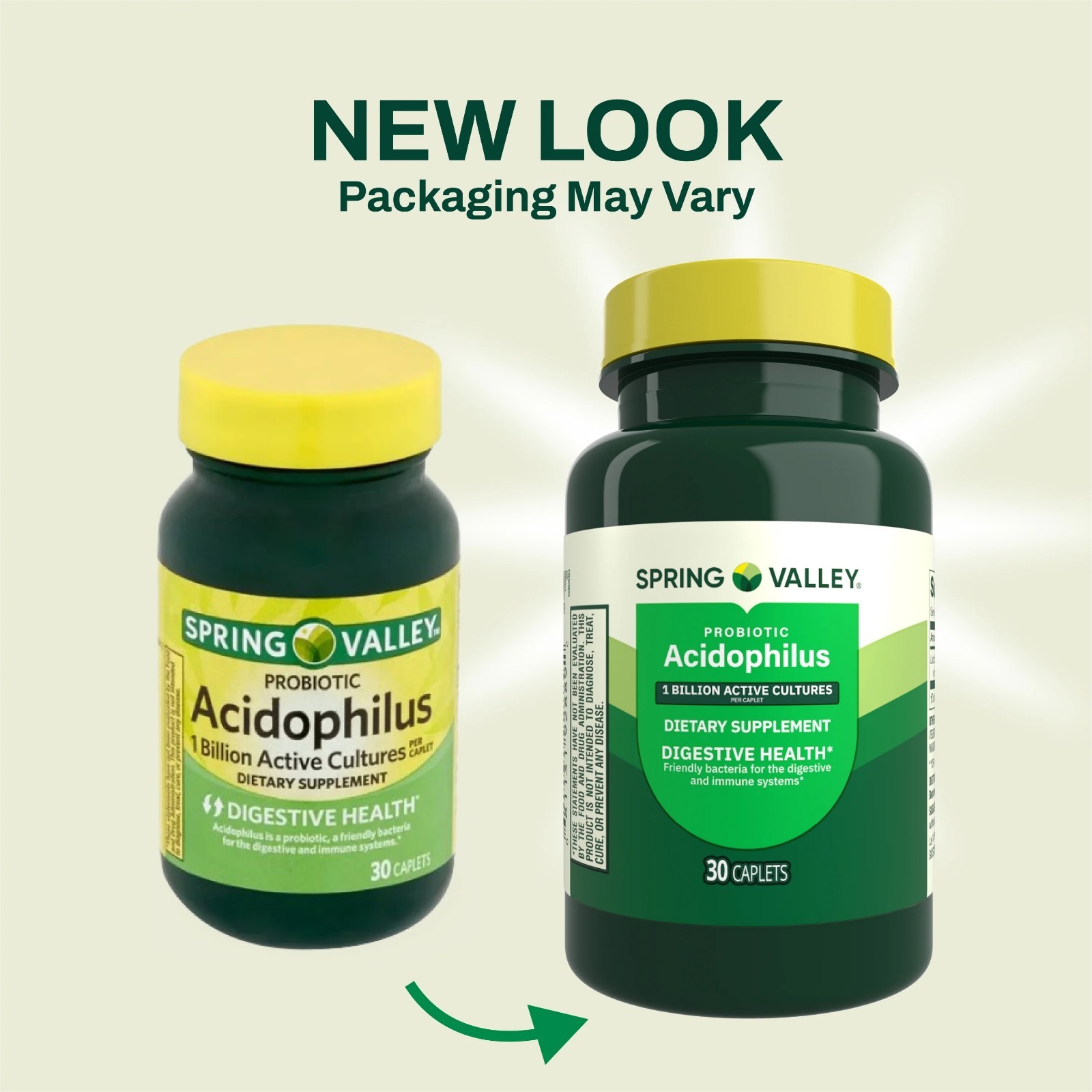 Spring Valley Probiotic Acidophilus Caplets for Digestive Health, 1 Billion Acti