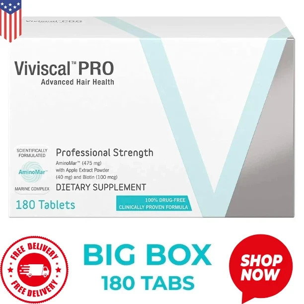 VIVISCAL PRO – Professional Hair Growth Supplement 180 Tablets, Expiring in 2027