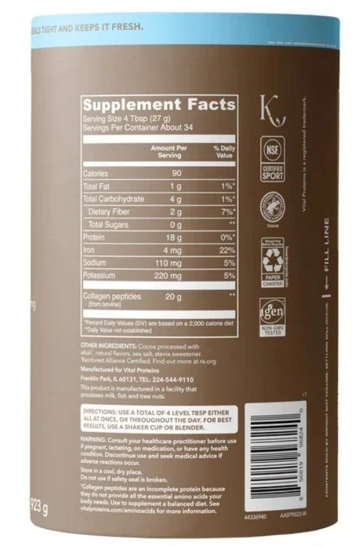 Vital Proteins Natural Whole Nutrition Collagen Peptides, CHOCOLATE, 2 lbs