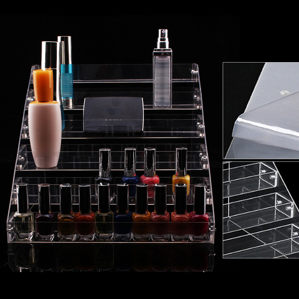 6-Tier Clear Acrylic Rack Perfume Makeup Ladder Display Stand Risers Shelf