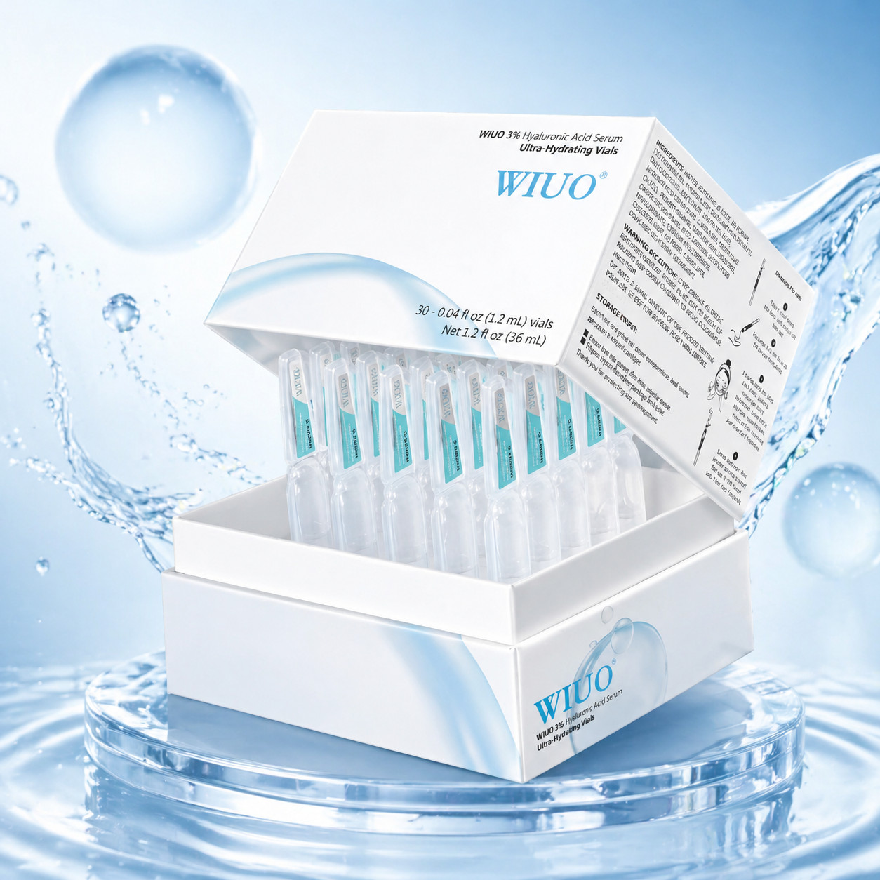 3% Hyaluronic Acid Serum-Anti-Aging & Hydrating, 30 PCS for Dry & Sensitive Skin