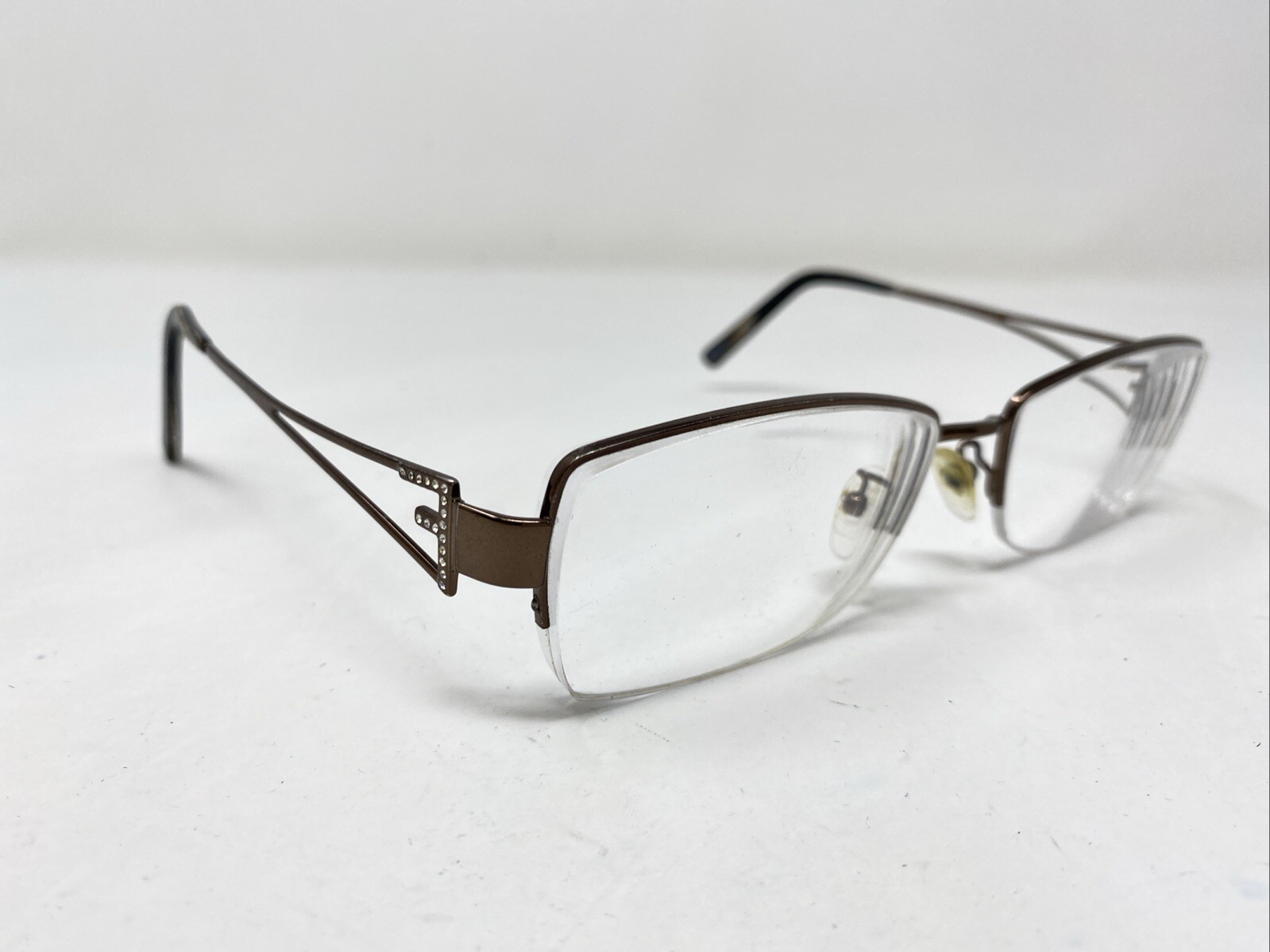 Fendi Italy F612R 210 56-18-135 Brown Metal Half Rim Eyeglasses Frame -578