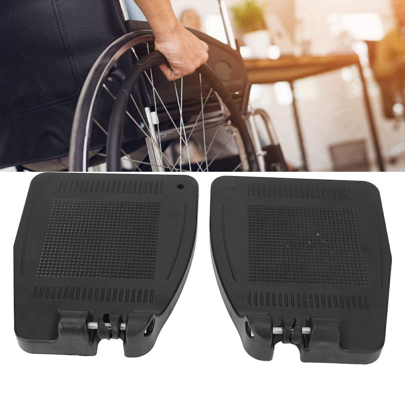 Pair Wheelchair Footplate 19x16cm Footrest Thickened ABS Plastic Nonslip Texture