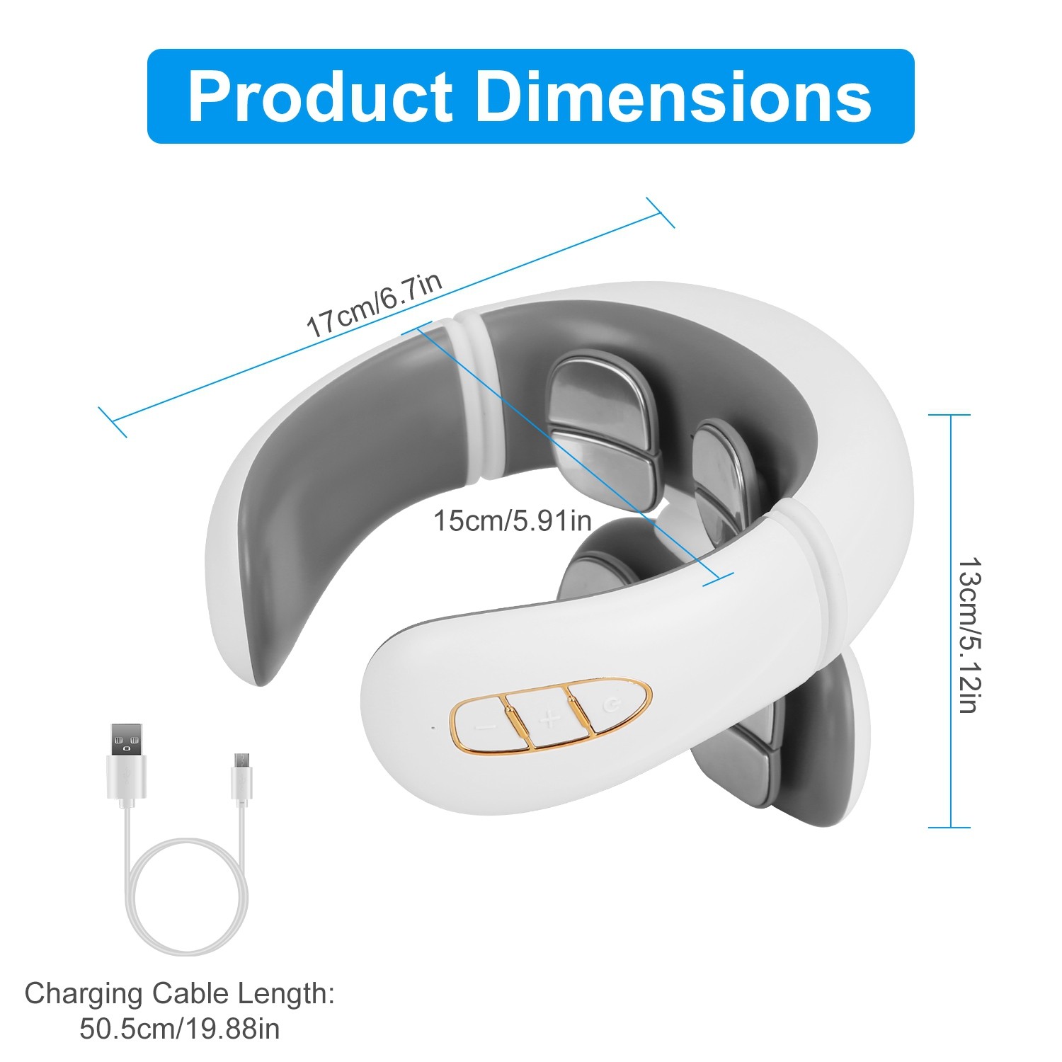 Cordless Neck Massager Pain Relief Deep Tissue Vibration TENS EMS Muscle Relax