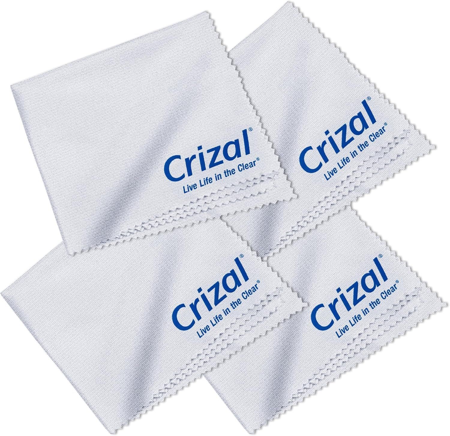 CRIZAL Microfiber Cleaning Cloth for Glasses, Full Size, 4 Pack